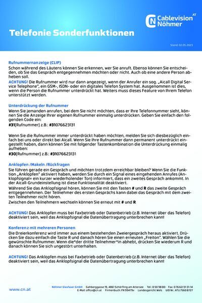 Telefonie Sonderfunktionen